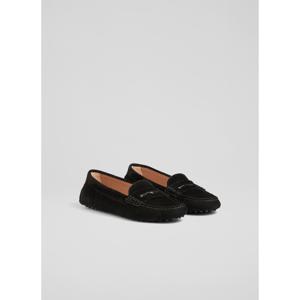L.K. Bennett Nova Black Suede Moccasin Flats